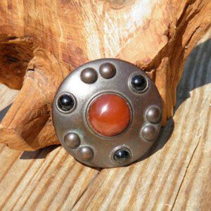 Ben-Amun Designer Vtg Glass Carnelian Brooch